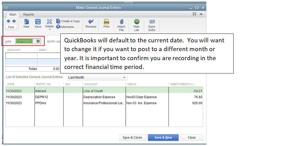 How to Make General Journal Entries in QuickBooks Desktop Step 2